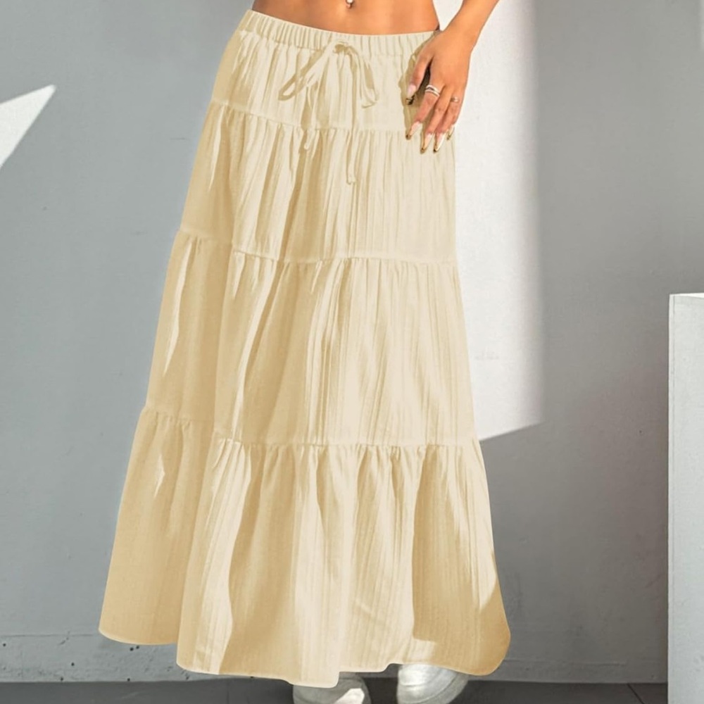 Women's Long Maxi Skirt Boho Flowy Flared Ruffle Skirts Beach vacation